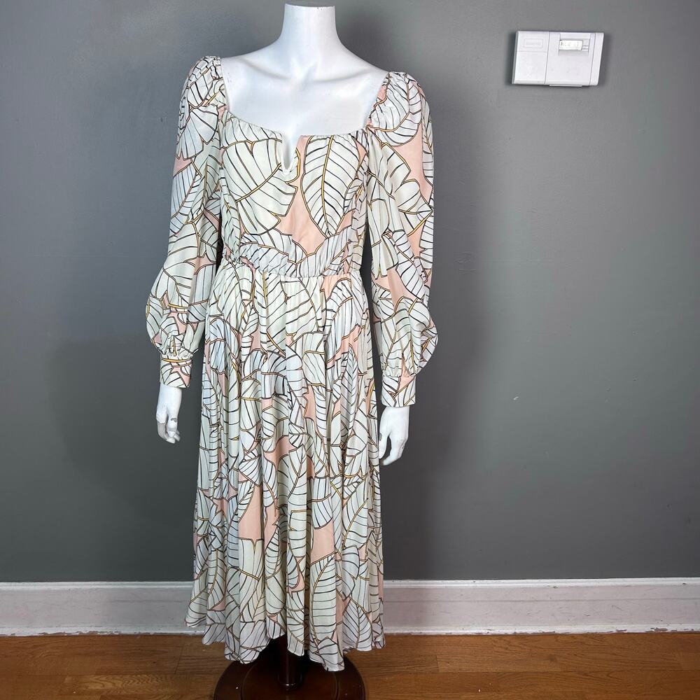 Sfizio dress size 4 puff sleeve BoHo romantic princess midi silk corset tie back